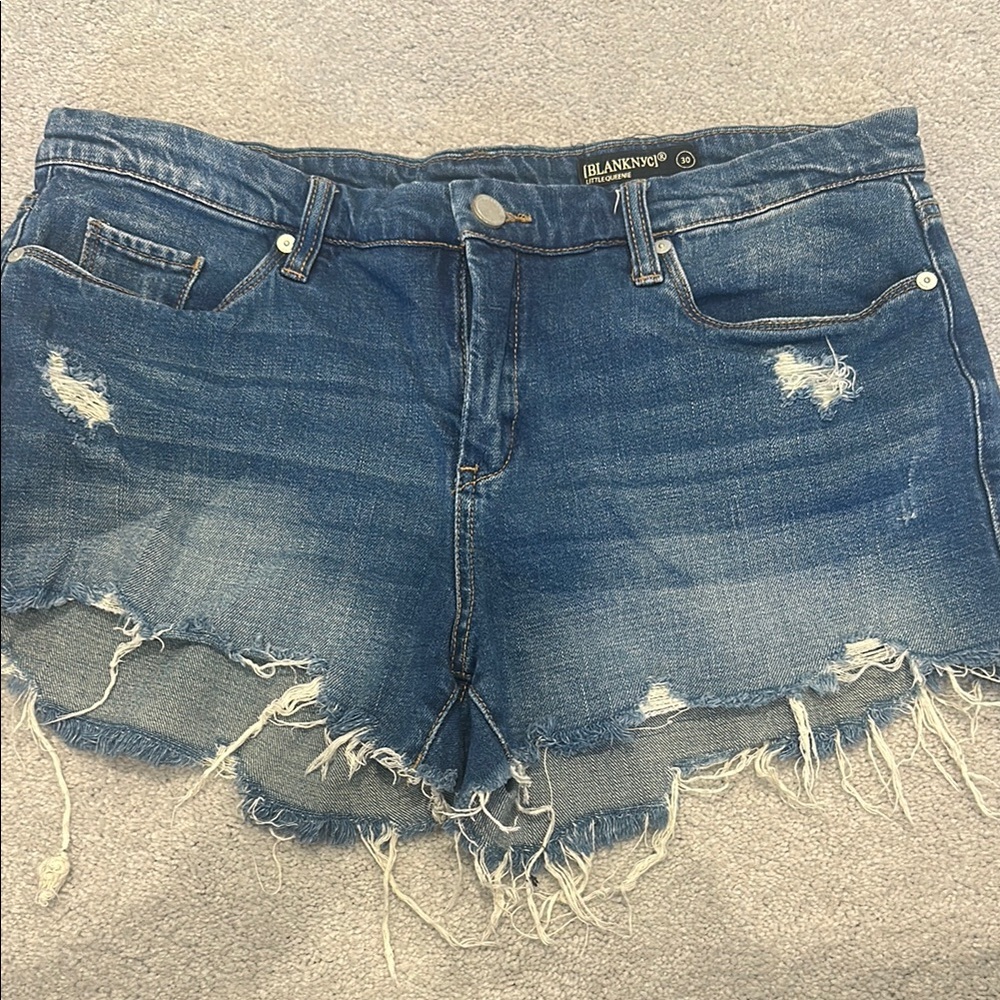 Blank NYC Blue Distressed Jean Shorts